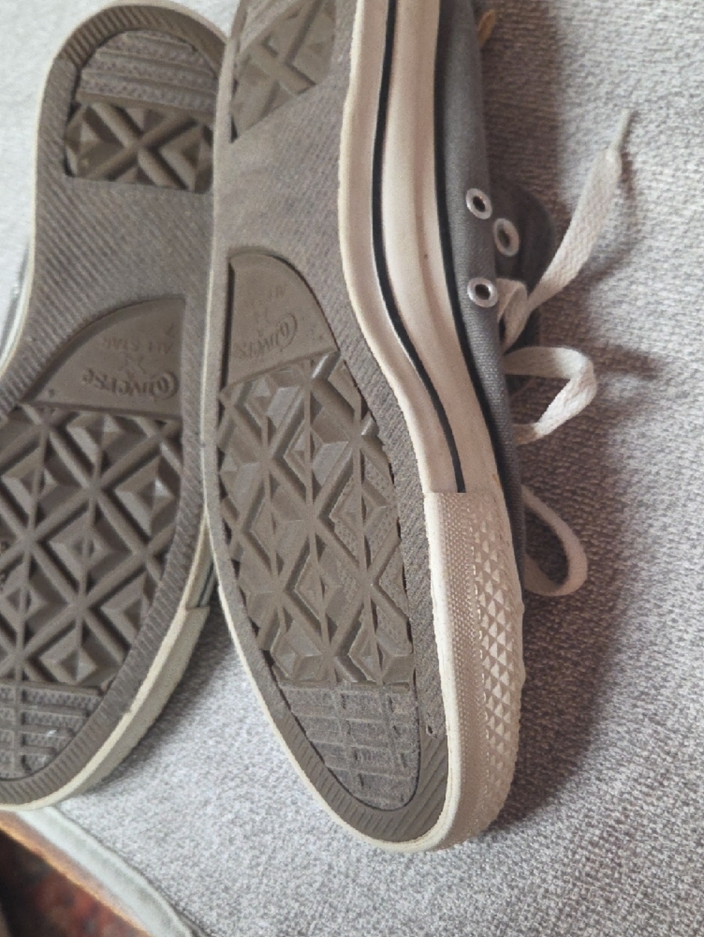 Converse Gray Canvas Low-Top Sneakers with Coral Tongue - Picture 6 of 7